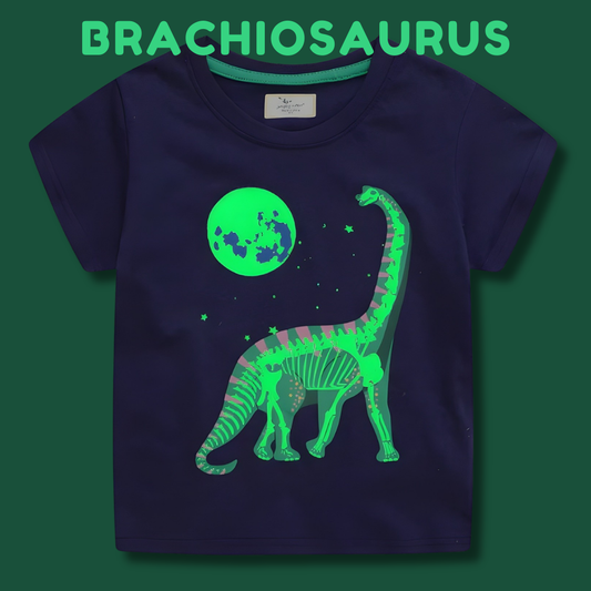 DinoGlow™ – Barn T-Shirt med Självlysande Dinosaurie