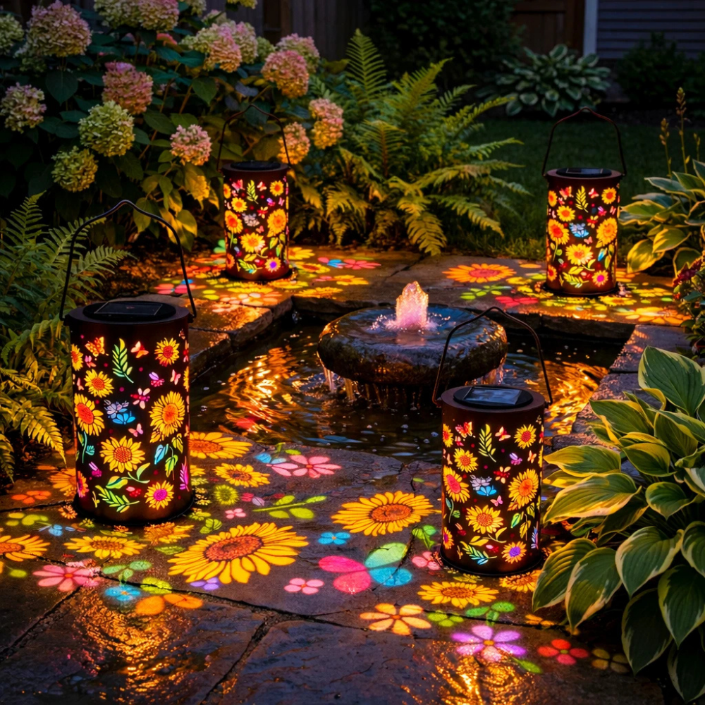 FloraGlow™ – Färgglad Soldriven Blomster Lykta Lampa