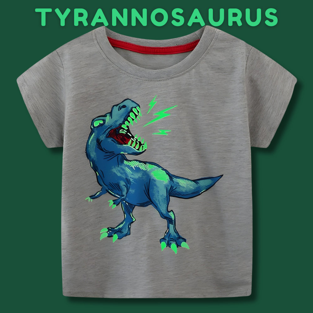 DinoGlow™ – Barn T-Shirt med Självlysande Dinosaurie
