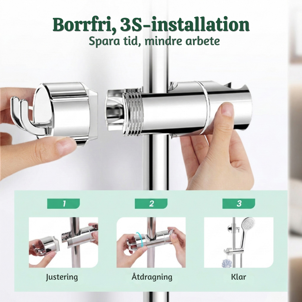 GlideDock™ – Justerbar Borrfri Duschhållare