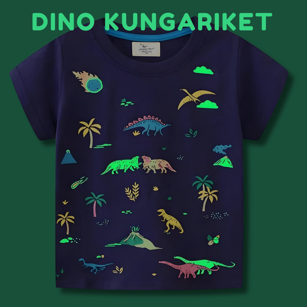 DinoGlow™ – Barn T-Shirt med Självlysande Dinosaurie