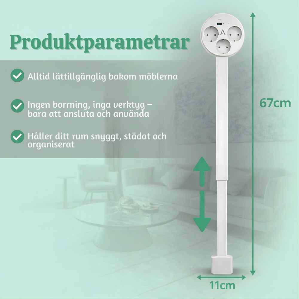 FlexPlug™ – Justerbar Multiuttag Strömförlängningshub