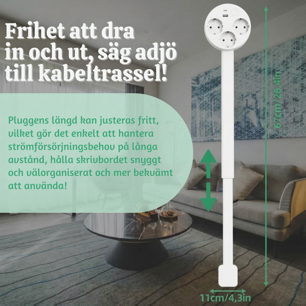 FlexPlug™ – Justerbar Multiuttag Strömförlängningshub