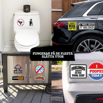 TradeJokes™ – Roligt Vattentätt Blue Collar Stickerpaket