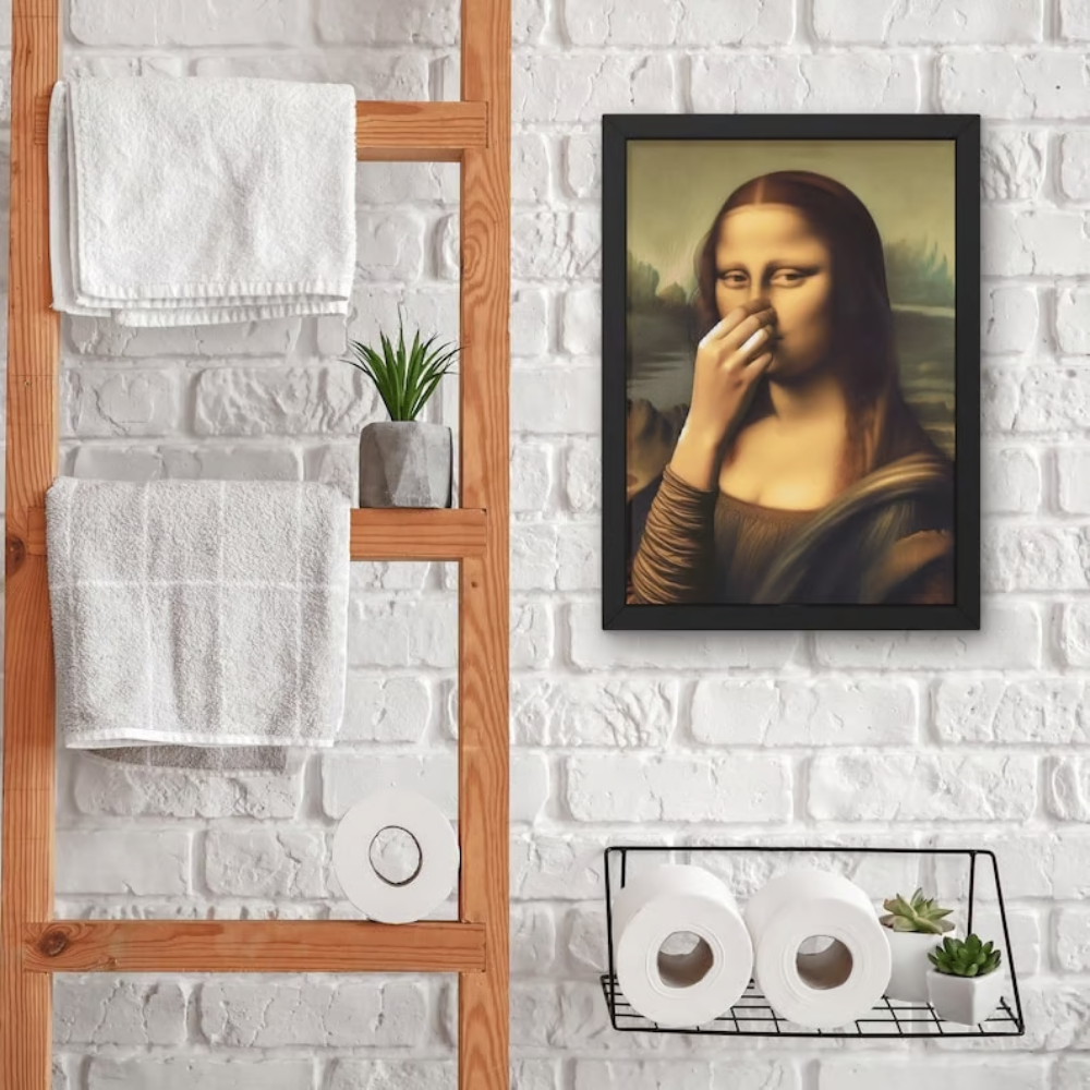 LooLisa™ – Vintage Rolig Badrums-Monalisa Väggkonst