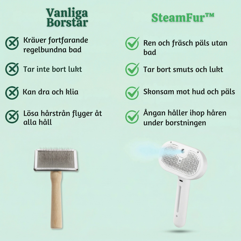 SteamFur™ – Kylande Pälsvårdsborste med Mist för Husdjur
