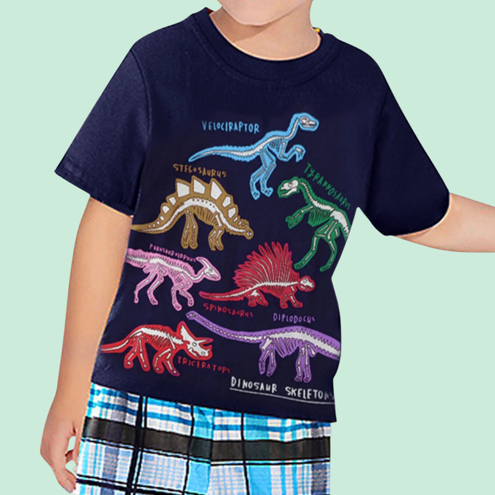 DinoGlow™ – Barn T-Shirt med Självlysande Dinosaurie