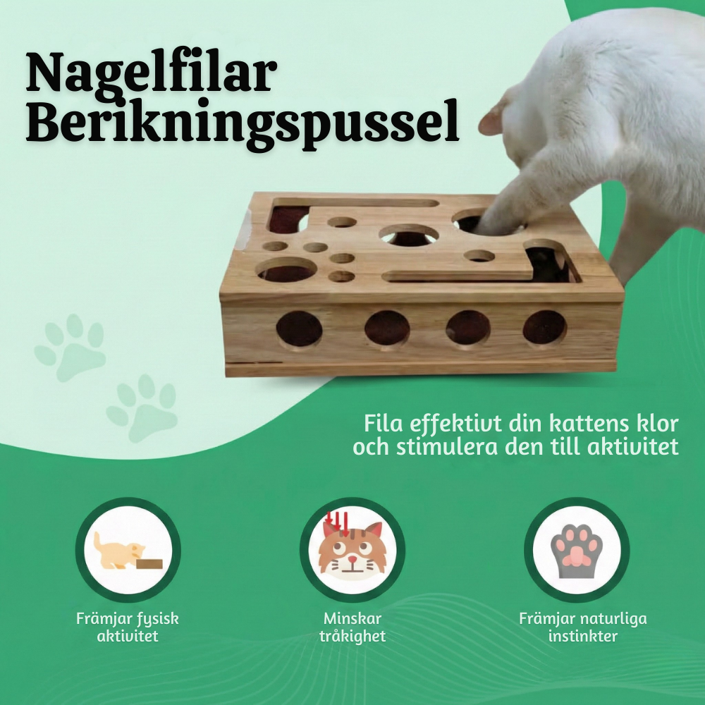 ClawCraft™ – Interaktiv Trä Katt Klofils Pussel ScratchBox