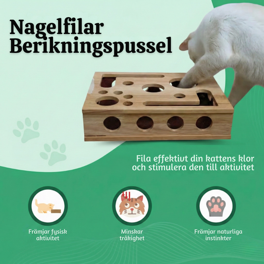 ClawCraft™ – Interaktiv Trä Katt Klofils Pussel ScratchBox