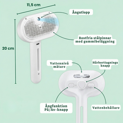 SteamFur™ – Kylande Pälsvårdsborste med Mist för Husdjur
