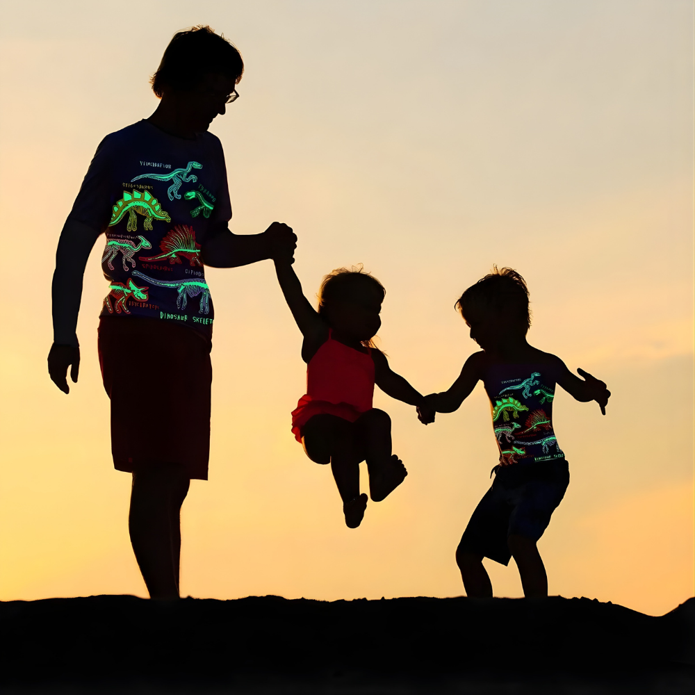 DinoGlow™ – Barn T-Shirt med Självlysande Dinosaurie