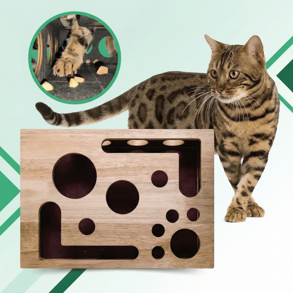 ClawCraft™ – Interaktiv Trä Katt Klofils Pussel ScratchBox