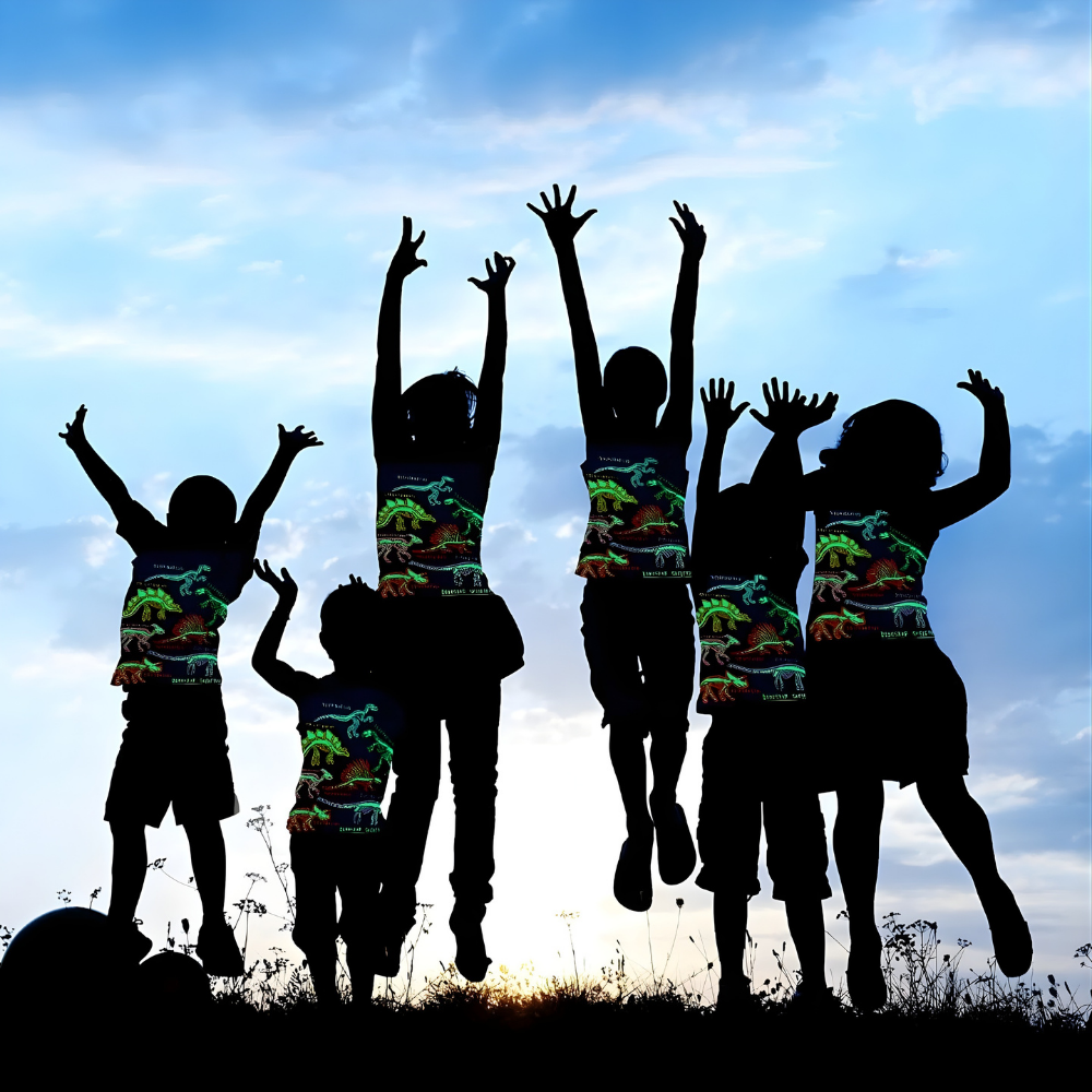 DinoGlow™ – Barn T-Shirt med Självlysande Dinosaurie