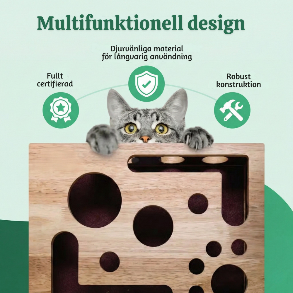 ClawCraft™ – Interaktiv Trä Katt Klofils Pussel ScratchBox