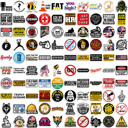 TradeJokes™ – Roligt Vattentätt Blue Collar Stickerpaket