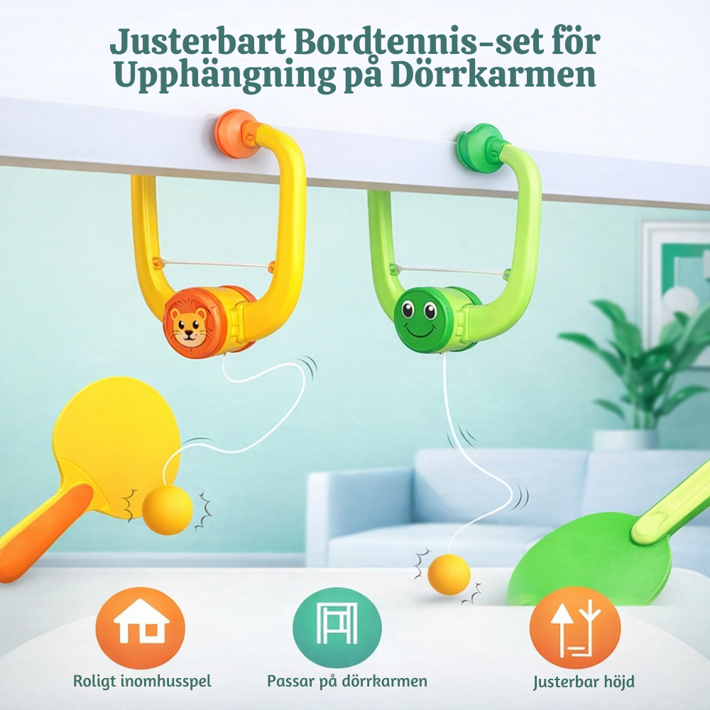 PingJoy™ – Justerbart Hängande Bordtennis Spelset för Dörrkarm