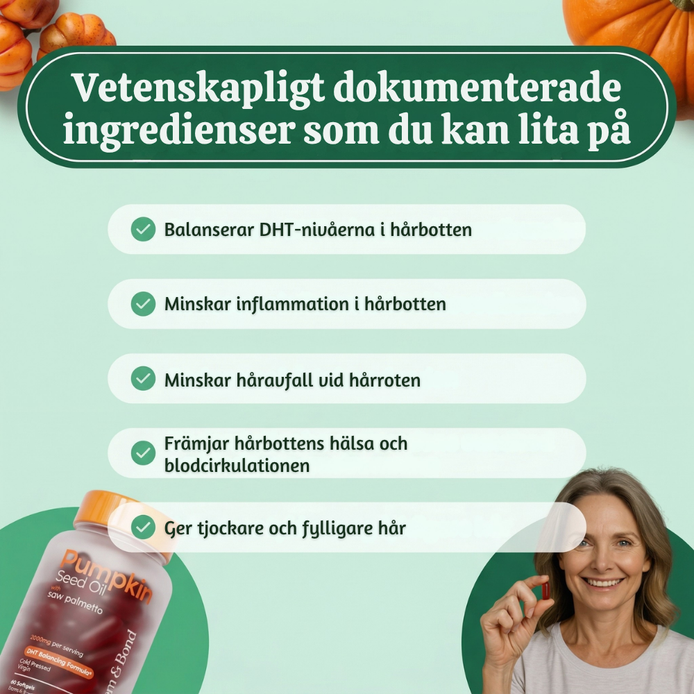 Follicra™ – Pumpafröolja Hårstöd Softgels
