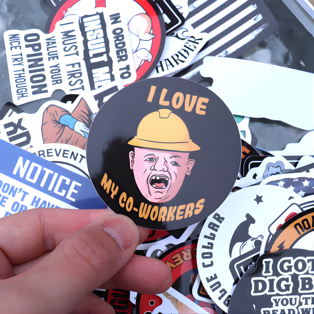 TradeJokes™ – Roligt Vattentätt Blue Collar Stickerpaket