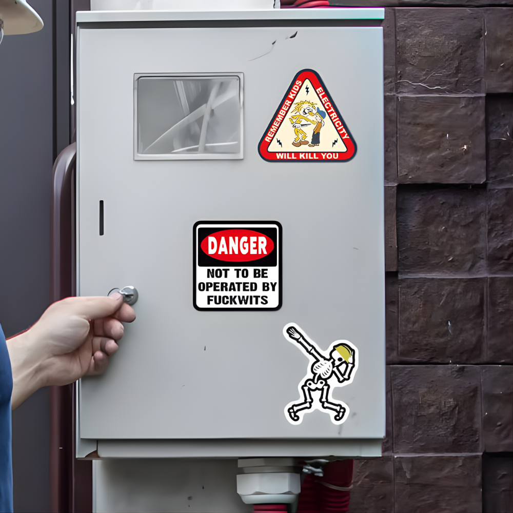TradeJokes™ – Roligt Vattentätt Blue Collar Stickerpaket