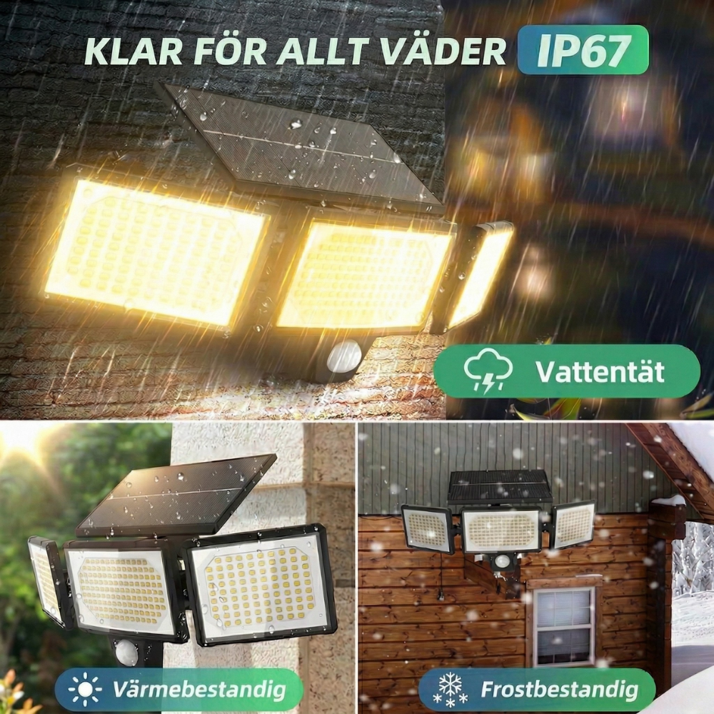 SolarisBeam™ – Solcellsdriven Utomhusvägglampa Med Rörelsesensor