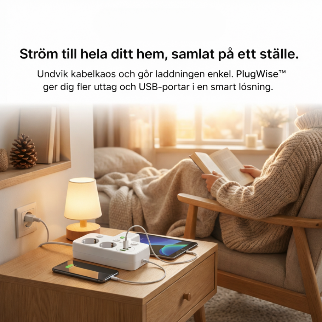 PlugWise™ – Smart Grenuttag med USB Laddningshub
