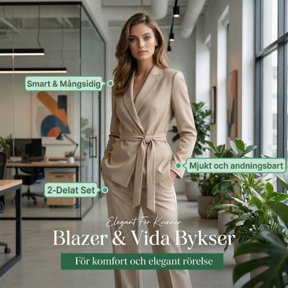 Celeste™ – Elegant Set Med Kavaj Och Byxor Med Vida Ben För Damer
