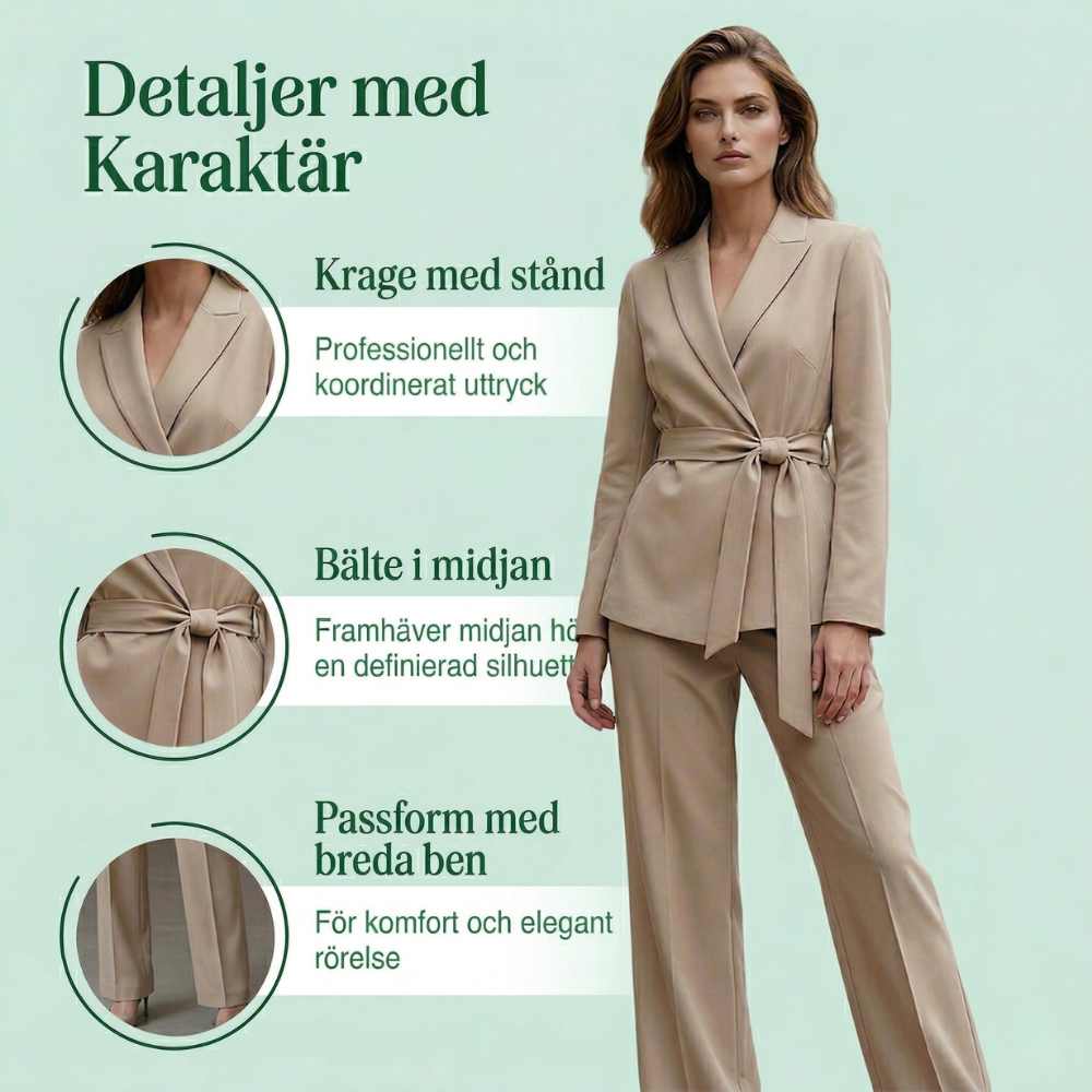 Celeste™ – Elegant Set Med Kavaj Och Byxor Med Vida Ben För Damer