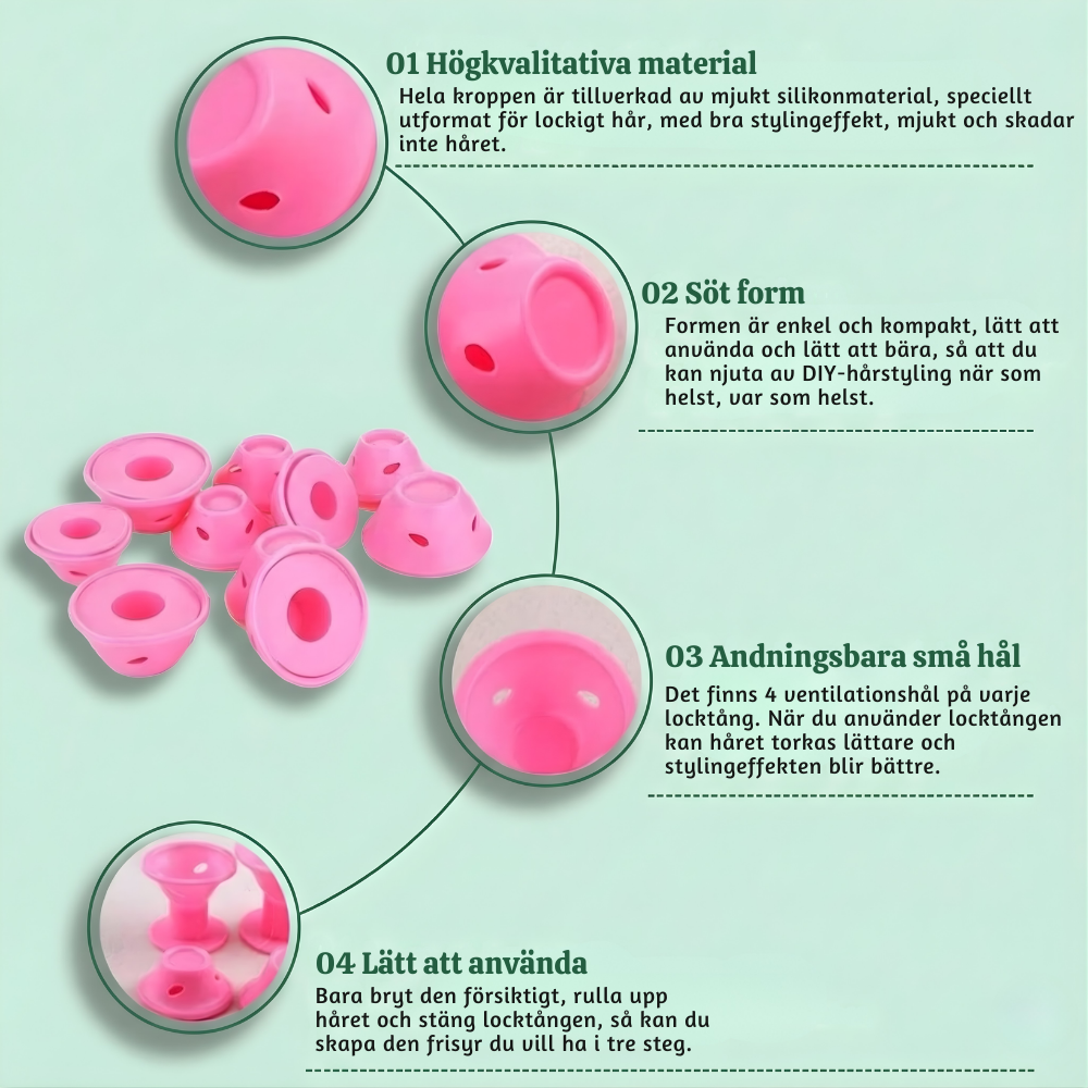 CurlBloom™ – Skonsamt Värmefritt Silikon Hårlockningsset