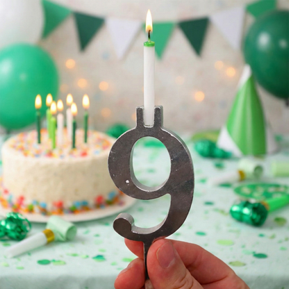 PartyDigits™ – Återanvändbart Silver Siffer Ljushållare Tårtdekorationsset