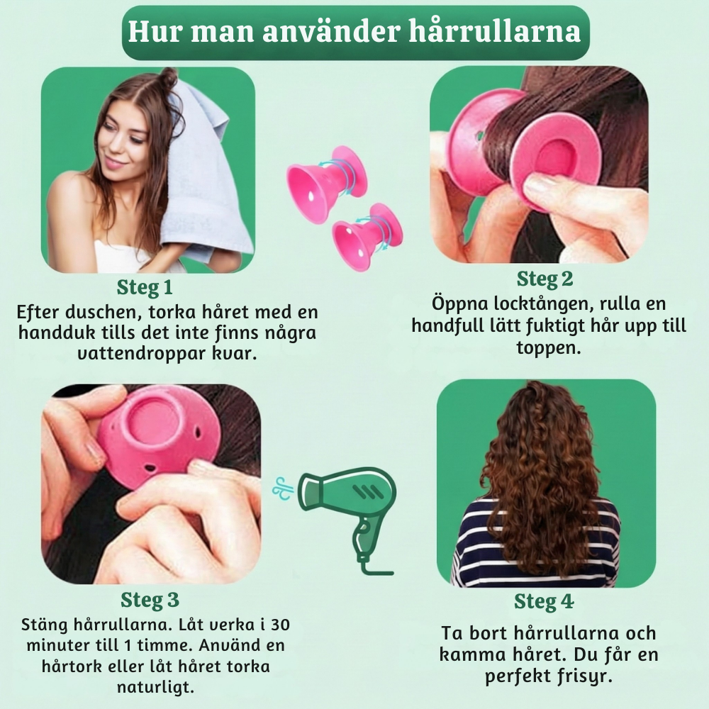 CurlBloom™ – Skonsamt Värmefritt Silikon Hårlockningsset
