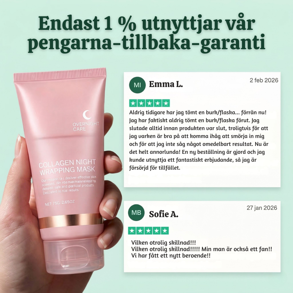 LunéaSkin™ – Återfuktande Bio-Kollagen Inpackande Nattmask Set