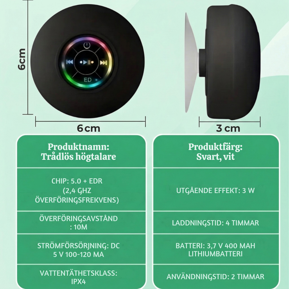 AquaTune™ – Vattentät Bluetooth Duschhögtalare