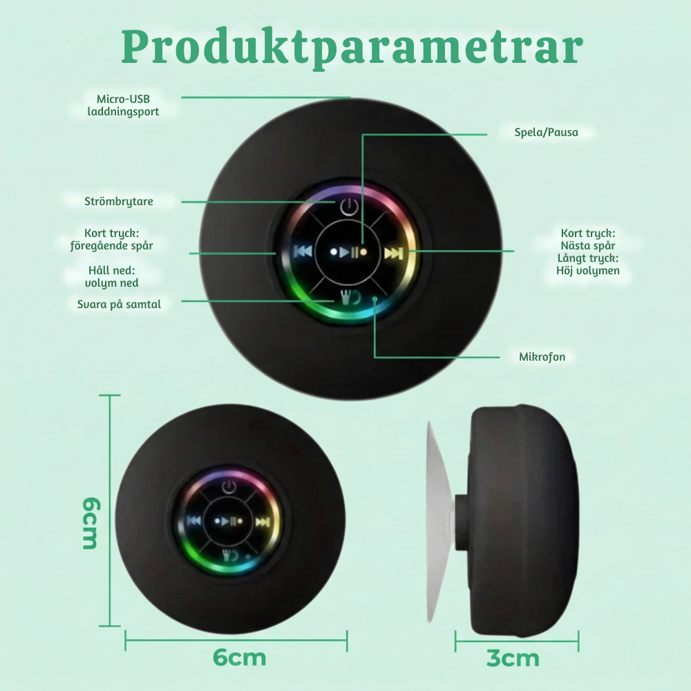 AquaTune™ – Vattentät Bluetooth Duschhögtalare