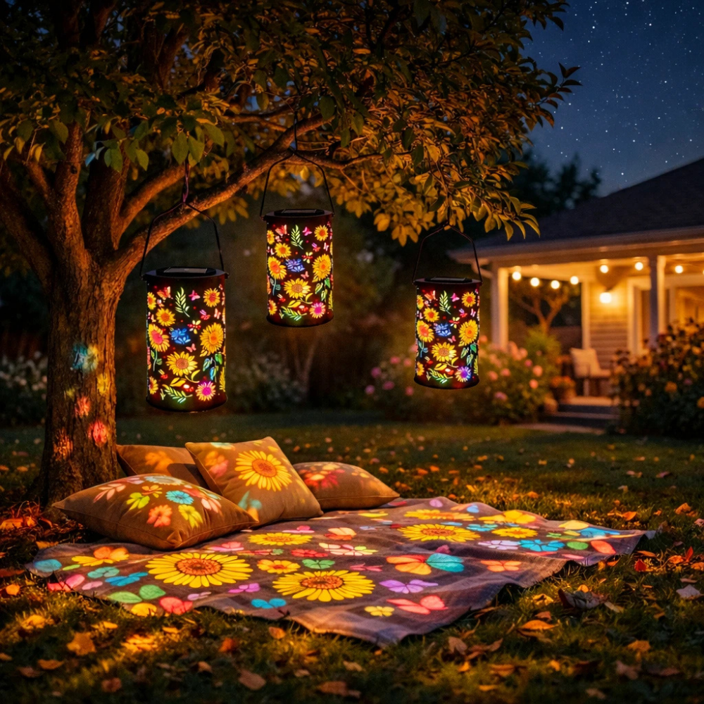FloraGlow™ – Färgglad Soldriven Blomster Lykta Lampa