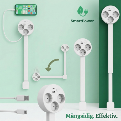 FlexPlug™ – Justerbar Multiuttag Strömförlängningshub