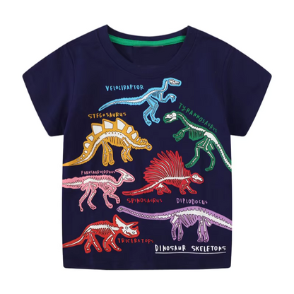 DinoGlow™ – Barn T-Shirt med Självlysande Dinosaurie